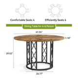 Tribesigns Round Dining Table for 4-6 People, 47-Inch Farmhouse Dinning Room Table