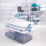24Pack Latching Box, Under Bed Storage Bins with Lids, Clear Plastic, 106 Quart HeavyDuty Organizing Containers for Closet, Bat