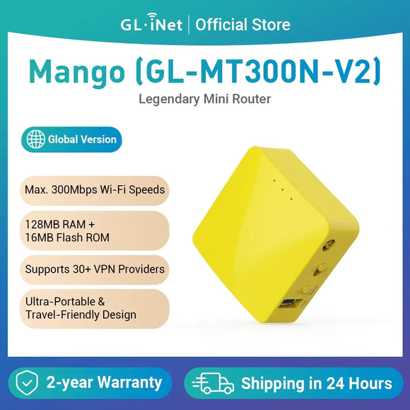 Mango Travel Router GL.iNet-MT300N-V2(Mango) Portable Mini Travel Wireless Pocket Router ...