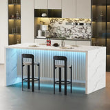 Large 70.9 LED Marble Dining Table for 4-6, Suitable for Kitchen, Dining, Living Room in White with Grille Design