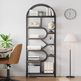 Bookshelf 6 Tier Arched Bookcase 81.7in Tall Display Racks Geometric Open Storage Shelf