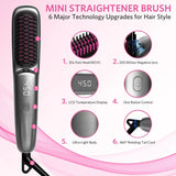 Hair Straightener Brush 2-in-1 Hot Comb with 9 Temp Settings up to 450℉ for Frizz-Free Smooth Hair at Home