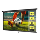120 Inch 1:1 Pull Down Projector Screen for Indoor Home Theater and Office