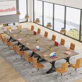 10.5ft Modern Conference Table for 8-10 People with Stylish Legs, Grey and Black