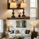 28'' Farmhouse Set of 2, Table Lamps for Nightstand with Linen Shades