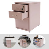 3 Tiers Rectangular Steel Vertical File Cabinet,Pink/White/Black Metal Mobile File Cabinet
