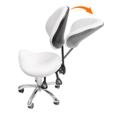Rolling Saddle Stool Work Chair Height Adjustable  with Wheels +Backrest Heavy Duty