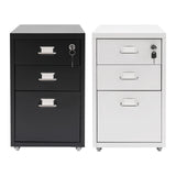 3 -Tiers  Vertical File Cabinet Metal Mobile File Cabinet with Lock