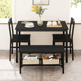 Home Dining Table Set for 4 with Bench Dining Room Table Set with Storage Racks