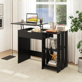 Lift Top Computer Desk Standing Desk w/ Hidden Compartments