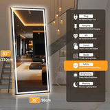 LED Lighted Floor Standing Mirror, Full Length Mirror with Lights for Bathroom