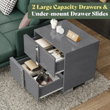 Nightstand Set of 2, Modern End Table with Drawers, High Gloss UV Finish