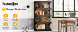 Tribesigns 71" Tall Bookcase, 4-Tier S-Shaped Bookshelf, Wood Decorative Storage Shelving