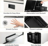 Brushed Stainless Steel 60L/16Gallon Rectangular Hands-Free Dual Compartment Recycling Kitchen Step Trash Can w/ Soft-Close Lid