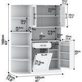Loomie Kitchen Pantry Cabinet w/Tilt-Out Trash Storage & 5-Tier Side Shelves
