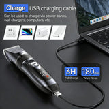 Men's Hair Clippers & Beard Trimmer Grooming Kit, 14-in-1 Cordless Rechargeable Haircut Set with LED Display