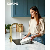 Gold Kitchen Faucet with Drinking Purified Water Tap High Arc 3-in-1 Stainless Steel Sink Faucet for 1 Hole
