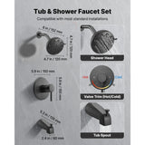 SucceBuy Tub and Shower Faucet Set with Rainfall Shower Head and Spout Single-Handle Tub Trim Kit with Pressure