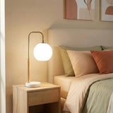 Nordic White Globe Table Lamp with Marble Base for Bedroom or Study Room