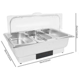 Electric Heating 9L Chafing Dish Buffet Chafer| Touch Control Stainless Steel Catering Warmer Server