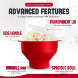 Silicone Microwave Popcorn Popper BPA Free Collapsible Popcorn Bowl Microwavable