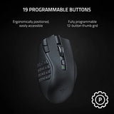 Wireless MMO Gaming Mouse for PC: Lightweight Plastic Black with 19 Programmable Buttons
