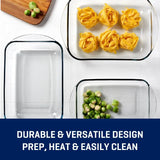 3-Piece Glass Bakeware Set with 2-Quart, 3-Quart, and 4-Quart Baking Dishes