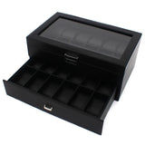24 Slots Mens Watch Box Case Organizer With Valet Drawer