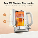 Retro Stainless Steel Electric Kettle, 1.7L Cordless Hot Water Kettle with Thermometer