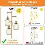Dimmable Floor Lamp, 70in Tall, 3 Teardrop Cage Heads, 800 Lumens LED Bulbs
