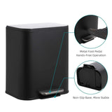 Kitchen Trash Can Stainless Steel Step on Garbage Bin with Soft Closing Lid Removable