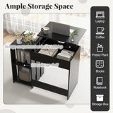 Lift Top Computer Desk Standing Desk w/ Hidden Compartments