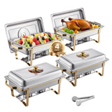 SucceBuy 8 Qt 2 4 Pack Chafing Dish Buffet Set Stainless Steel Chafer with 4 Full Size Pans