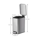 2.6 Gallon Small Stainless Steel Step Trash Can for Bedroom and Office Use, Silver Soft-Close
