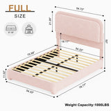 Full Size LED Bed Frame with Storage Drawers, Rounded Headboard
