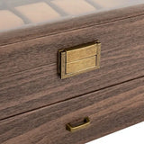 Double-Layer Wood Grain 24-Watch Box Mens Jewelry Holder W/ Drawer
