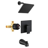 Tub and shower faucet set for bathroom use, matte black metal finish, single-handle trim kit