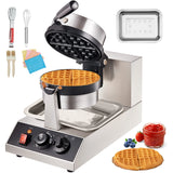 SucceBuy Electric Waffle Maker Stainless Steel Round Waffle Iron Non-Stick Waffle Baker