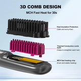 Hair Straightening Comb, Negative Will Not Damage Hair, Wireless and Portable for Home Use, Rechargeable Hair Straightener, Dual-Purpose Electric Hairdressing Comb for Straight and Curling