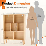 JHK 3 Tier Bookshelf Wooden 7 Cube Storage Organizer Display Bookcase Open Standing Shelf