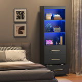 71" H Bookshelf with Drawers, Bookshelf and Bookcase with 3-Tier Open Shelves