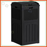 30 Gallon Outdoor Trash Can with Lid, Waterproof Resin Garbage Bin