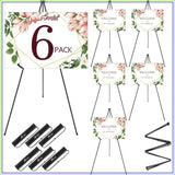 6 Pack Portable Foldable Metal Easel Stand for Display, Signs, Wedding, Arts, Painting, Adjustable