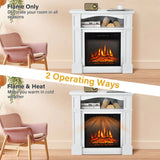 32" 1400W Electric Fireplace Mantel TV Stand Space Heater W/ Shelf White