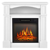 32" 1400W Electric Fireplace Mantel TV Stand Space Heater W/ Shelf White