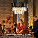 Modern Crystal Chandelier 12-Light Black for Dining Room Living Room Round  Ceiling