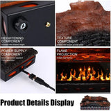 Realistic Electric Fireplace Logs with LED Flame Light, USB Powered, Remote
