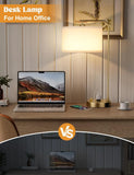 Gold Table Lamp With USB Port And Outlet With Linen Lampshade For Home