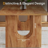 Modern Rectangular Dining Table, Wood Pedestal Base For 6-8 People
