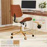 Home Office Desk Chair with Swivel Wheels, Modern PU Leather Armless Office Chair